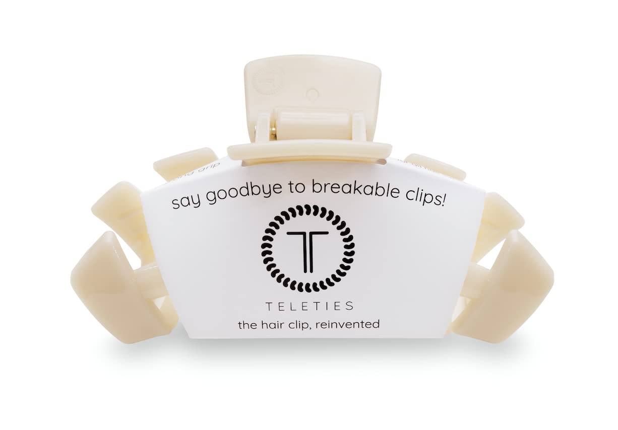 TELETIES – Pinza para el pelo grande – Agarre fuerte, dientes flexibles, cómodo diseño curvado – Ideal para cabello grueso – Para todas las texturas