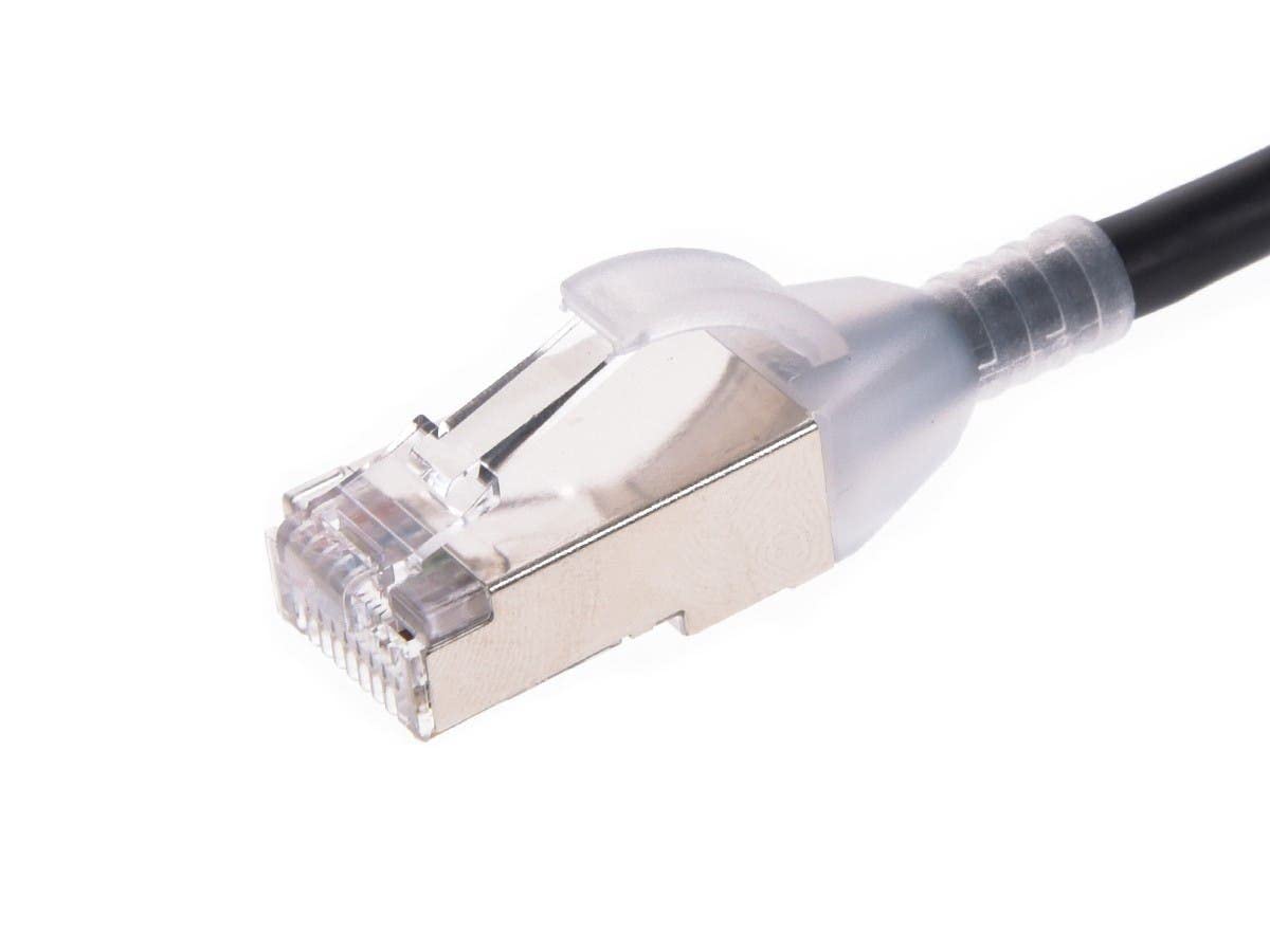 Monoprice Cable de conexión Ethernet Cat6A – 1 pie – Negro  Sin enganches, doble blindado, nivel de componente, CM, 30AWG – Serie SlimRun