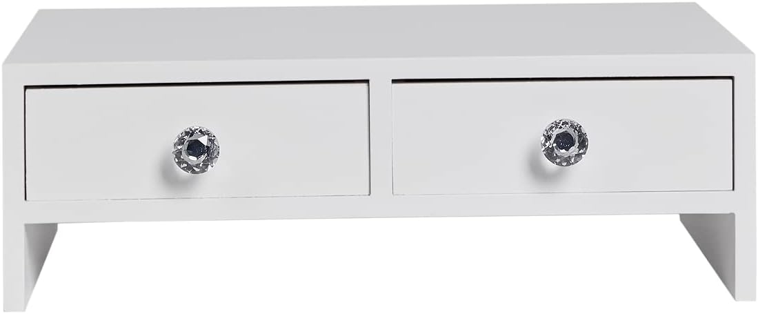 Soporte elevador para monitor con cajones, soporte para monitor de computadora, soporte organizador de escritorio para laptop, PC, suministros de