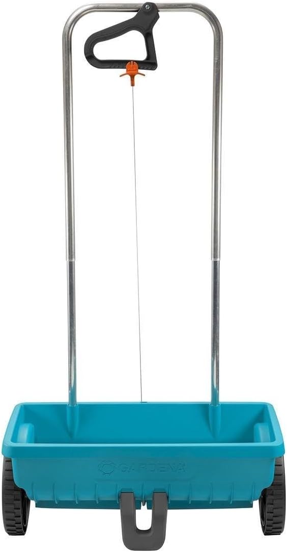 Gardena Esparcidor L Esparcidor universal para entrega de fertilizantes, semillas y sal, 17.7 in de ancho de extensión, para aproximadamente 1,312.3