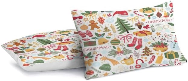 Bidesign Full Christmas Theme Duvet Cover (Merry ChristmasChristmas TreeBell Pattern) Holiday Deluxe Double Bedding Set (1 Duvet Cover +2
