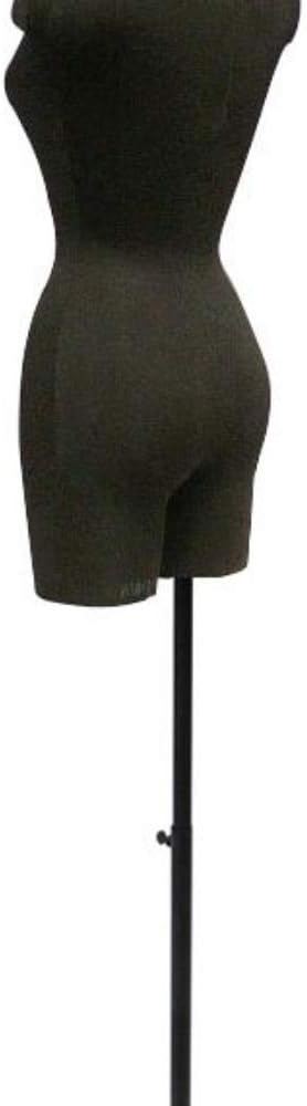 Vestido negro femenino adulto forma maniquí torso con base metálica cuadrada ajustable #F2BLG-05BK