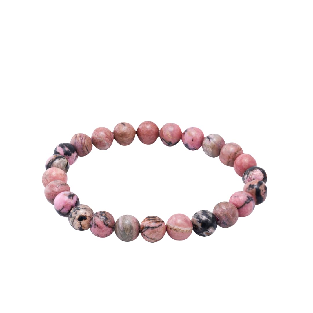 DCE Authentic Pink Rhodonite Gemstone Bracelet handmade A++ Quality The Stone of Compassion & Love Healing Crystal Bracelets – 8mm Stretchable