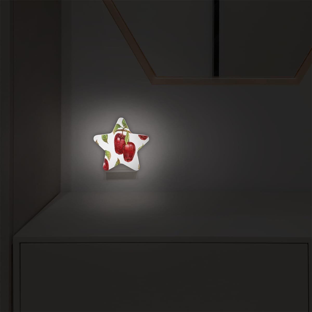 Lámpara de luz nocturna LED enchufable con manzanas rojas, luz nocturna enchufable para paredes, bonita lámpara de pared para bebé, escaleras,
