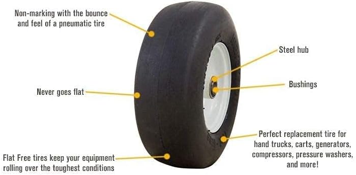 N12 2 nuevos neumáticos HORSESHOE 11×4.00-5 lisos sin plano con borde de acero para cortacésped de giro cero Gardon Tractor – cubo 3-5 pulgadas con