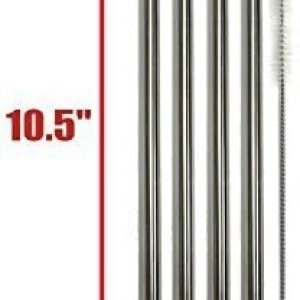 Pajitas extra largas de acero inoxidable de 10.2in de largo, 4 unidades, ancho y recto. Pajitas extra largas de acero inoxidable de 10.2in de largo, 4 unidades, ancho y recto.