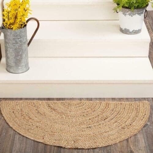 Alfombra de yute semicircular de color beige, de hilo natural, tapete para puerta, decoración del hogar, alfombras de pasillo (2 x 4 pies,