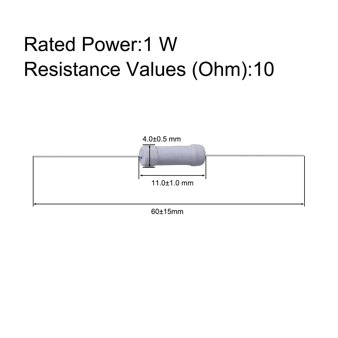 uxcell 50 resistencias de 10 ohmios, resistencias de película de óxido de metal de tolerancia de 1 W, plomo axial, a prueba de llama para proyectos