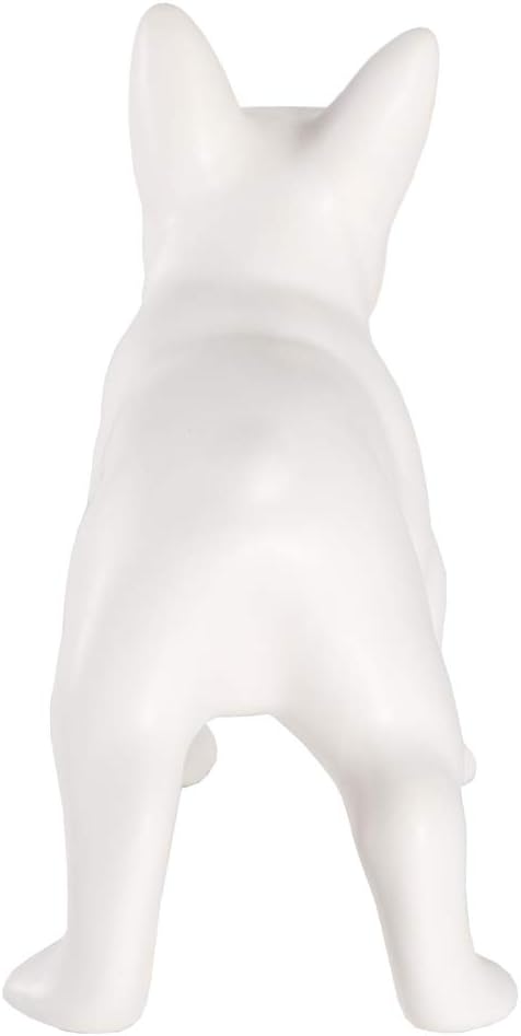 Estatua de bulldog francés, estatua de perro de cerámica de pie blanco mate, escultura decorativa para jardín o decoración del hogar, estatua de