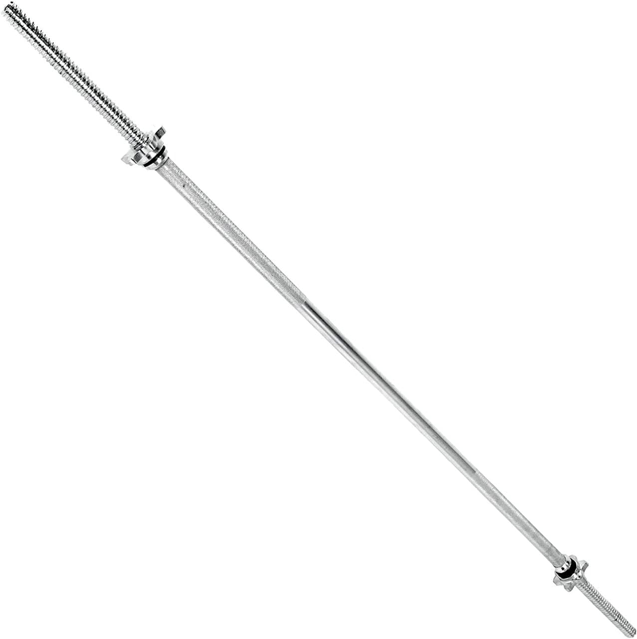WF Athletic Supply Juego de pesas de mancuernas ajustables con rizo EZ moleteado cromado de 1 pulgada o mango de barra recta, entrenamiento de