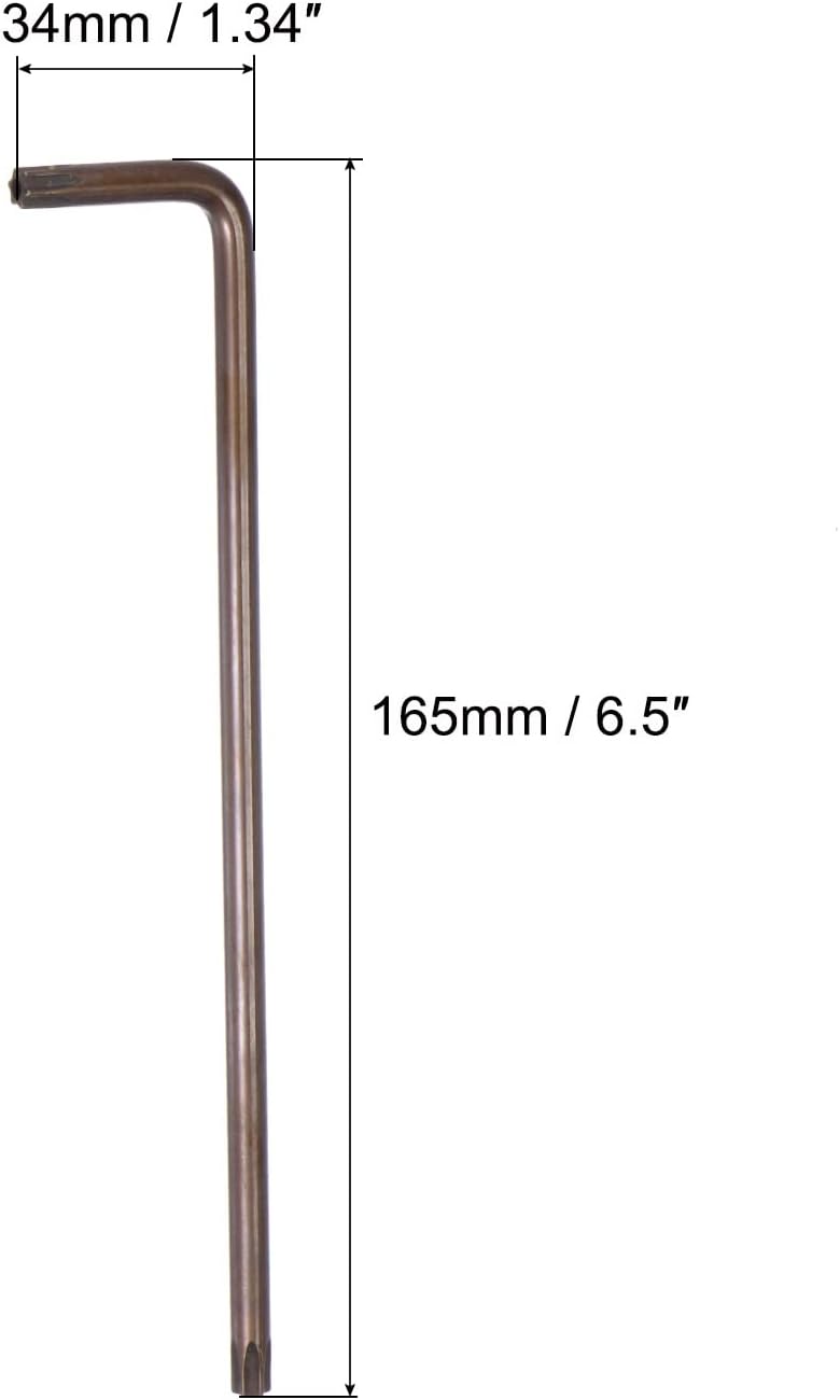 uxcell T30 Anti Tamper Proof Torx Star Key Bit Llave, forma de L 6.5 pulgadas brazo largo, acero S2