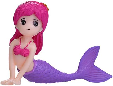 Decoración de mini sirena para pecera, decoración de escritorio, micro paisaje, decoración de acuario, adornos de sirena en miniatura (2, rosa)