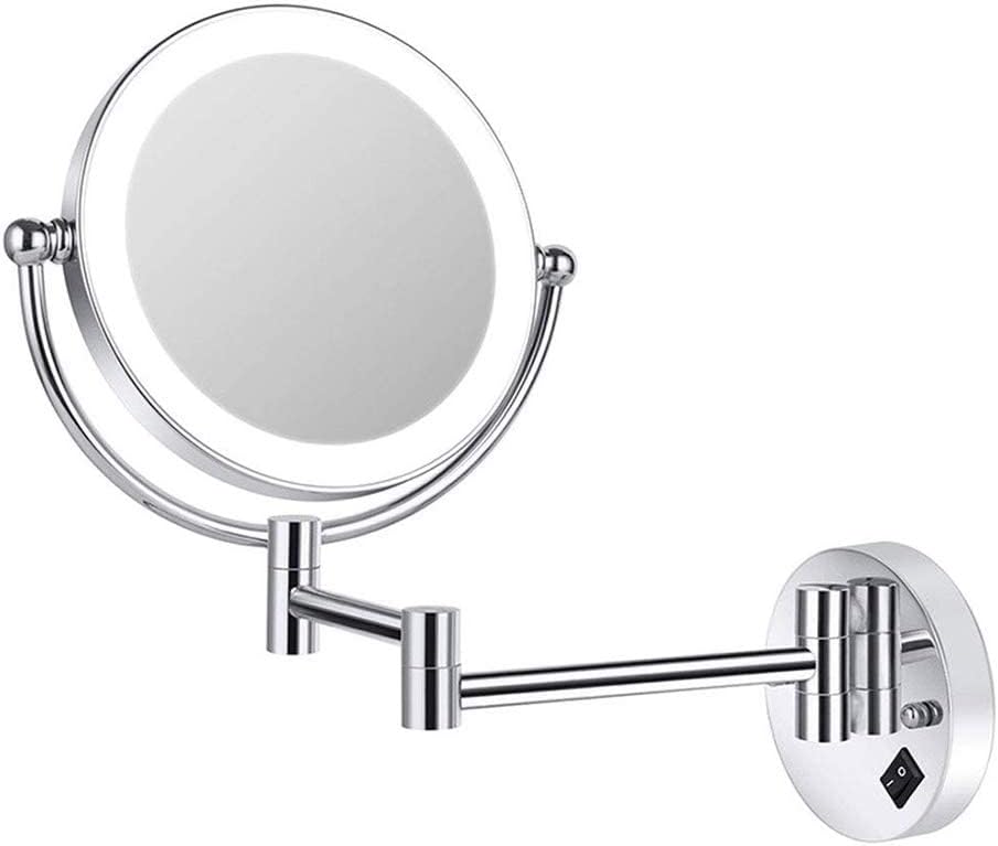 Espejo de maquillaje con iluminación LED de 10 aumentos, espejo de maquillaje de doble cara giratorio de 360, espejo de tocador LED para baño,