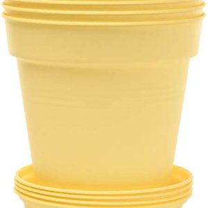 Mintra Home Macetas de jardín, 4 unidades, flores, hierbas, plantas, interior, exterior, colorido, al por mayor, a granel (amarillo, 4.3 in de Mintra Home Macetas de jardín, 4 unidades, flores, hierbas, plantas, interior, exterior, colorido, al por mayor, a granel (amarillo, 4.3 in de