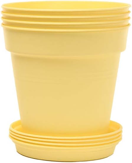Mintra Home Macetas de jardín, 4 unidades, flores, hierbas, plantas, interior, exterior, colorido, al por mayor, a granel (amarillo, 4.3 in de