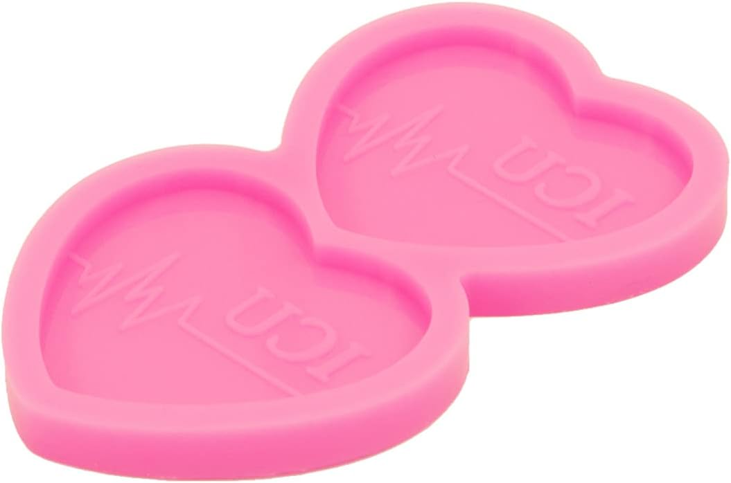 Heartbeat – Molde de resina de silicona con forma de latido de corazón de 2 cavidades, molde de carrete de insignia, molde de resina para exposición