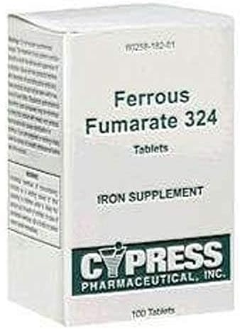 Fumarato ferroso 324 comprimidos, en caja, 100ct