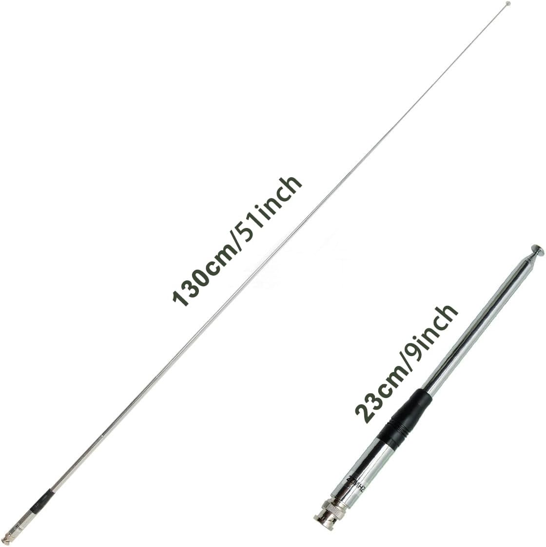 Antena CB de 27 MHz telescópica con base magnética de 2.16 pulgadas y cable de 196.85 pulgadas PL259 conector BNC macho de 9 pulgadas a 51 pulgadas