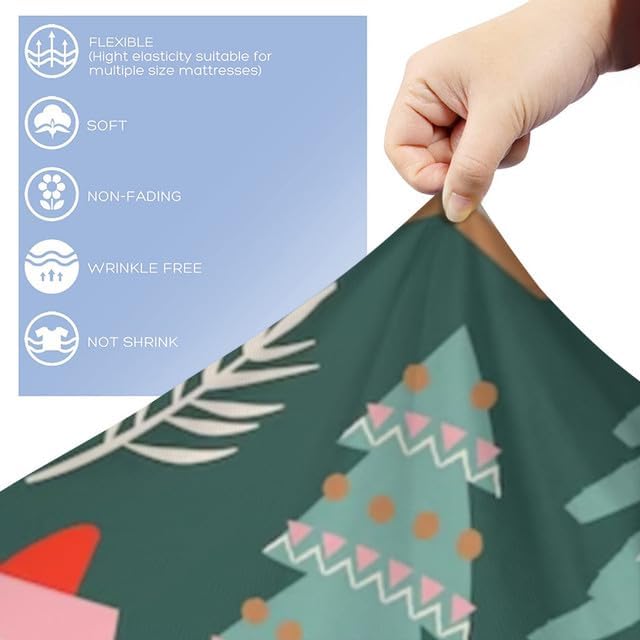 Bidesign Juego de funda de edredón tamaño Queen con temática navideña (diseño de cerezaárbol de Navidadcampana) para vacaciones (1 funda de edredón