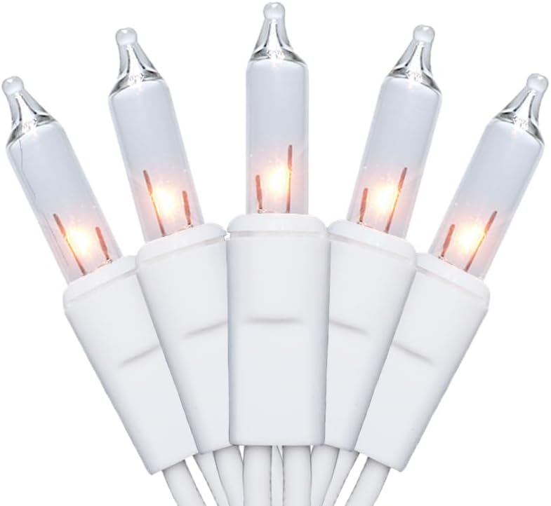 Luces de Navidad transparentes, 35 unidades, juego de mini luces incandescentes para decoración de interiores y exteriores, 8.5 pies de alambre