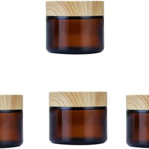 4 tarros de crema de vidrio de 1.06 oz, tarros vacíos de muestra de 1 onza con tapas de grano de madera para loción, crema, bálsamo labial, crema 4 tarros de crema de vidrio de 1.06 oz, tarros vacíos de muestra de 1 onza con tapas de grano de madera para loción, crema, bálsamo labial, crema
