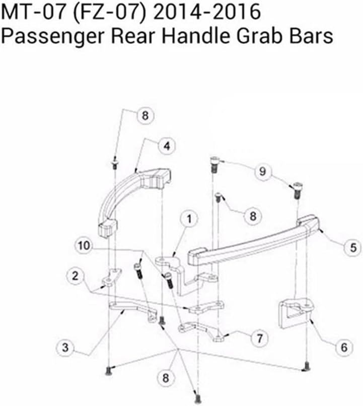 Motorcycle Passenger armrest Rear Grab Bars Rear Seat Pillion Passenger Grab Rail Handle for Y&AMAHA MT07 MT-07 FZ-07 MT-07 MT 07 FZ-07 FZ 2014 2015