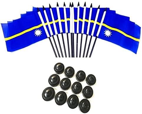 Pack of 12 4″x6″ International Polyester Miniature Office Desk & Little Table Flags with 12 Stands, 1 Dozen Country 4×6 Small Mini Hand Waving Stick