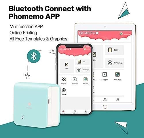 Phomemo Mini impresora M02 Pro – Impresora térmica Bluetooth de fotos con 3 rollos de papel adhesivo colorido, compatible con iOS + Android para
