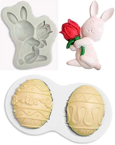 Molde de silicona de chocolate 3D de huevos de Pascua y conejo, caja de regalo de juego de ideas para fiestas románticas, cumpleaños, fondant,