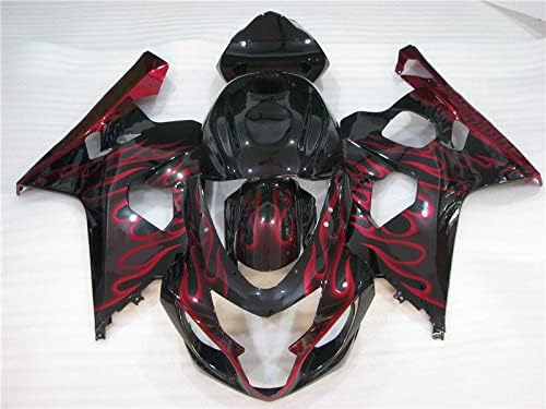 Carenado completo de llamas rojas apto para 2004 2005 GSXR 600750 Molde de inyección ABS de plástico Carrocería nuevo mercado de accesorios Kit de