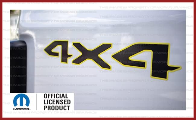 Decal Mods Calcomanías gráficas de cabecera de 4 x 4 para Jeep WranglerGladiator JLJT (2019-2022), negro con contorno amarillo FBYO (juego de 2)
