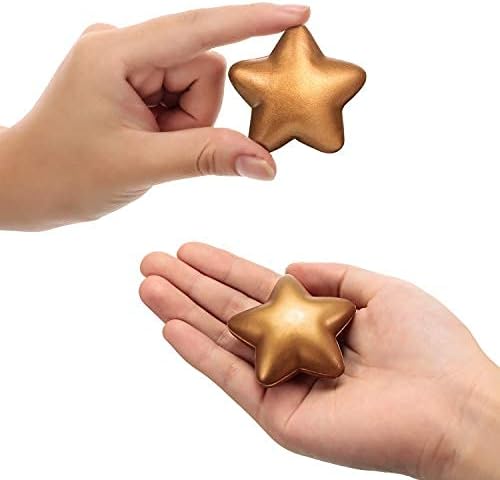 Blulu 30 piezas de decoración de bola de estrés de estrella de color dorado estrella para alivio del estrés, estrella de espuma pequeña para