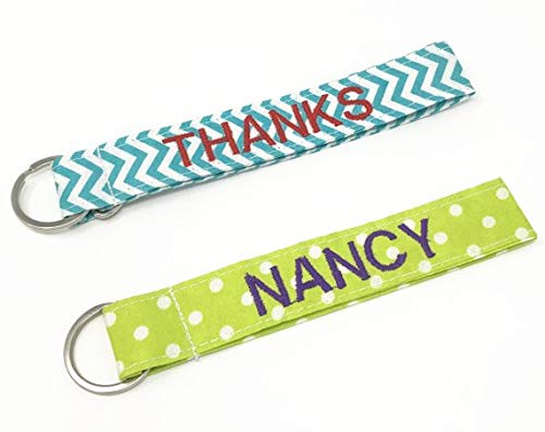 Personalize, Monogrammed, Customized Chevron Fabric Key fob Wristlet keychain with Keyring