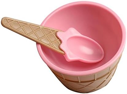 BCDlily Cuencos para helado, juego de cuencos y cucharas de postre, tazas de plástico para postre para helado, aperitivos, soufflé, yogur helado