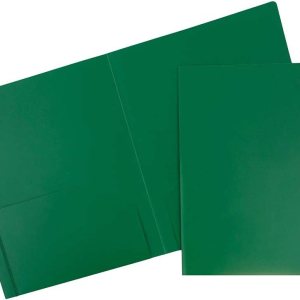 JAM PAPER – Carpetas escolares de plástico resistente con 2 bolsillos, color verde, paquete de 6 JAM PAPER – Carpetas escolares de plástico resistente con 2 bolsillos, color verde, paquete de 6
