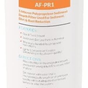 Aquasure Premier Stage 1 Cartucho de repuesto de filtro de sedimentos AF-PR1 para AS-PR75AS-PR100 Sistema de filtración de agua por ósmosis inversa Aquasure Premier Stage 1 Cartucho de repuesto de filtro de sedimentos AF-PR1 para AS-PR75AS-PR100 Sistema de filtración de agua por ósmosis inversa