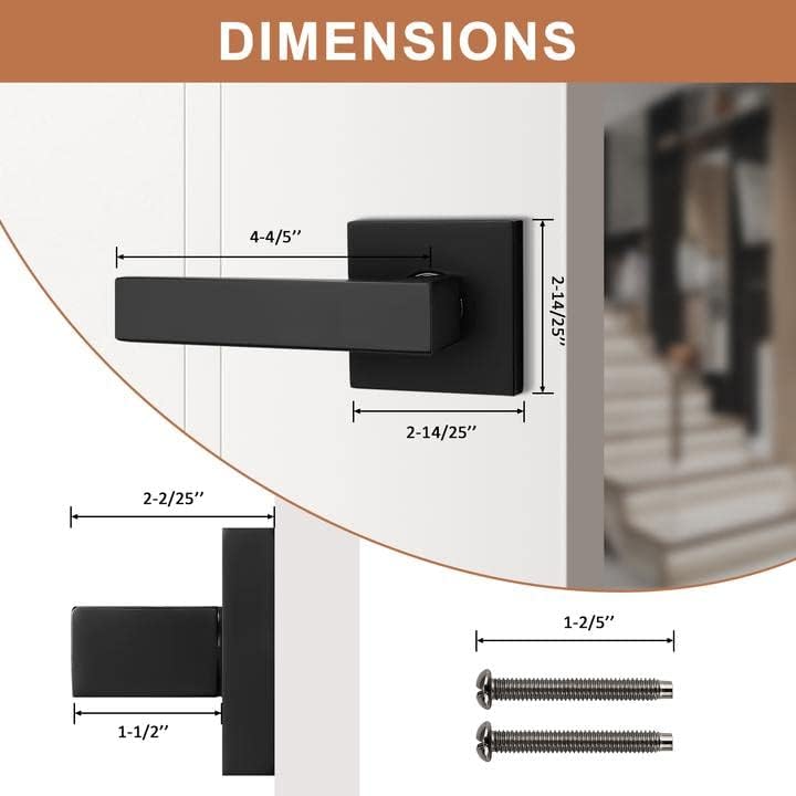 Probrico Paquete de 4 manijas cuadradas falsas para puerta interior que no giran, manijas de puerta de armario de un solo lado, color negro mate