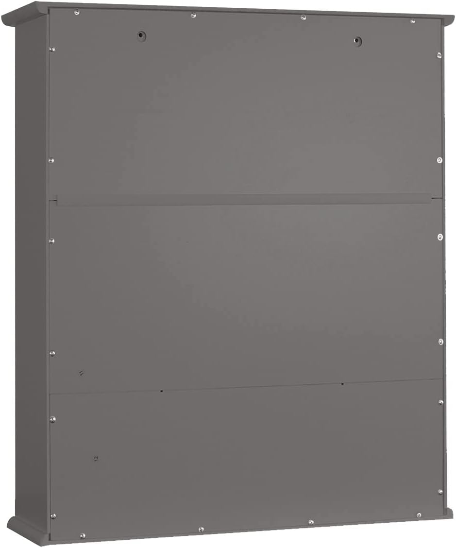 TaoHFE Armario de baño gris, gabinete de pared de baño con estantes ajustables de 2 puertas, armario de almacenamiento sobre el inodoro, armario de
