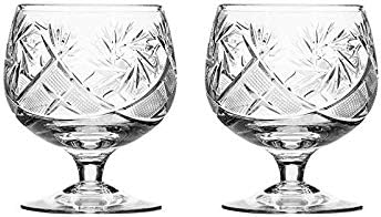 Juego de 2 vasos de cristal vintage hechos a mano, brandy y coñac, cristalería antigua