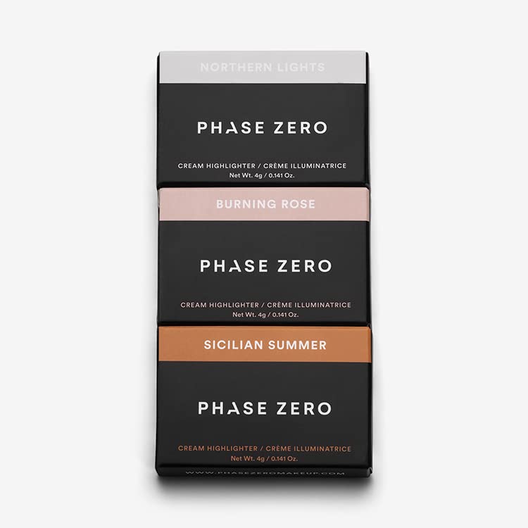 Phase Zero Resaltador en crema de maquillaje “Northern Lights” – 0.141 oz – Para un brillo natural, radiante y duradero