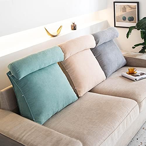 YUURO Almohada de lectura de cuña, cojín triangular de protección de cintura con reposacabezas ajustable, cojín de apoyo lumbar para cama y sofá