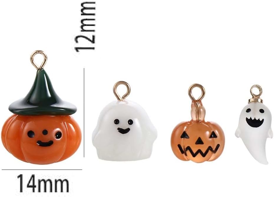 Dijes de resina de calabaza de Halloween, dijes de fantasma, dijes de Halloween para aretes, pulseras, collares, accesorios de fabricación de joyas