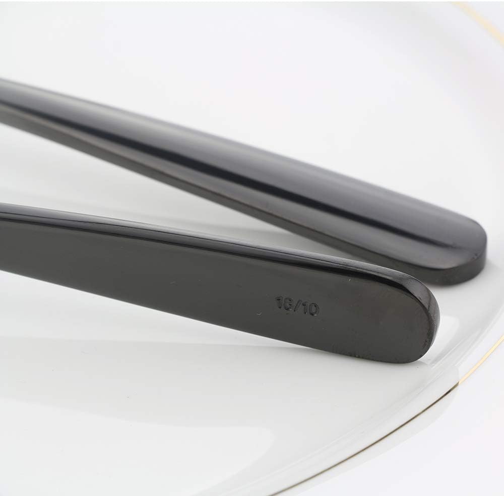 DEALIGHT Black – Cucharas grandes de 8.15 pulgadas, cucharada de acero inoxidable 1810 resistente, cuchara para servir, juego de 4