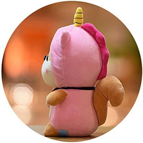 Lindo animal de peluche de ardilla para cosplay como unicornio rosa, juguete de ardilla suave con disfraz de unicornio, juguetes de peluche de gran