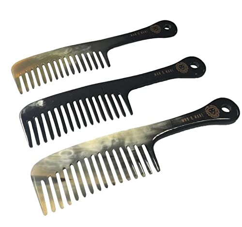 Peine para desenredar y peinar de dientes anchos antiestático 100% hecho a mano para mujeres y hombres