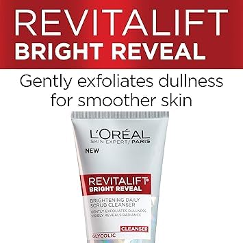 Skincare Revitalift Bright Reveal Limpiador facial con ácido glicólico, limpiador facial diario antienvejecimiento para exfoliar la opacidad e