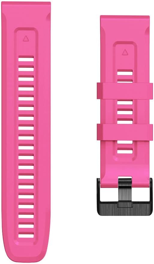 Correa de silicona compatible con Garmin Fenix 7X7X Pro6X6X Pro5X5X Plus33 HR, 1.024 in, ajuste rápido, pulsera de silicona suave, correa de