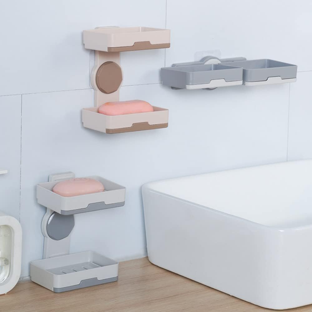Jabonera adhesiva fuerte de doble capa, soporte de jabón de ducha extraíble sin taladros para ducha, baño, bañera, cocina (blanco)