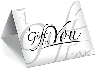 Presentador de tarjetas de regalo (blanco – cursiva) paquete de 100