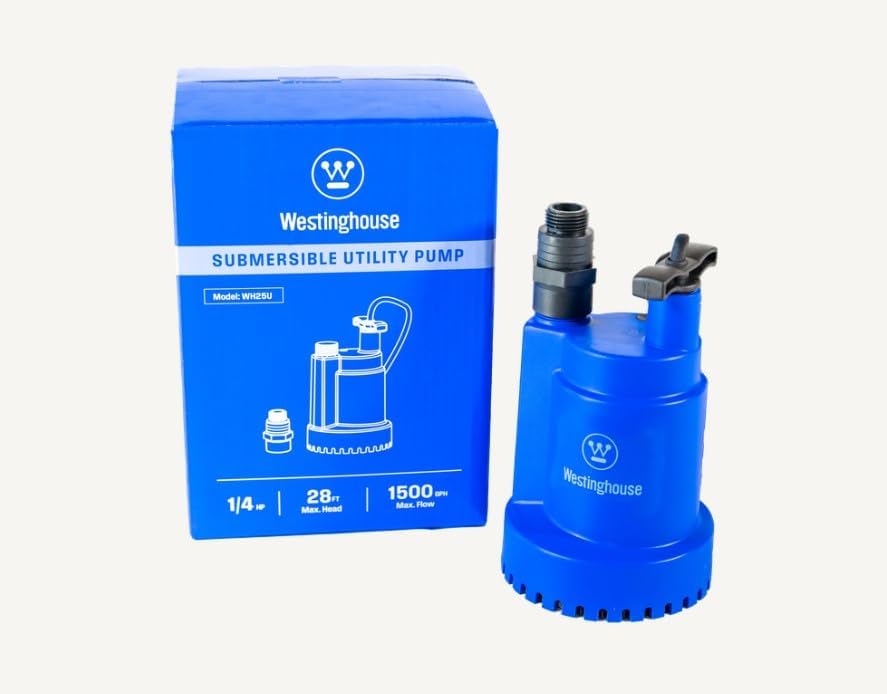 Westinghouse Bomba de agua sumergible de 14 HP Bomba de sumidero portátil eléctrica termoplástica 1500 GPH – Bomba de agua de transferencia para